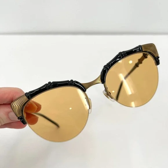 GUCCI Sunglasses Bamboo Detail Yellow Cat Eye GG0661S 002 56 20-140 NEW - Picture 6 of 12
